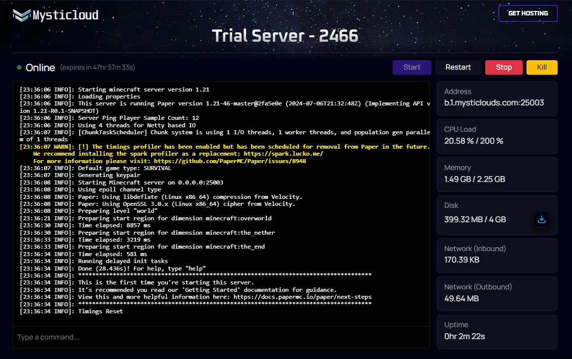 Pterodactyl Trial Servers
